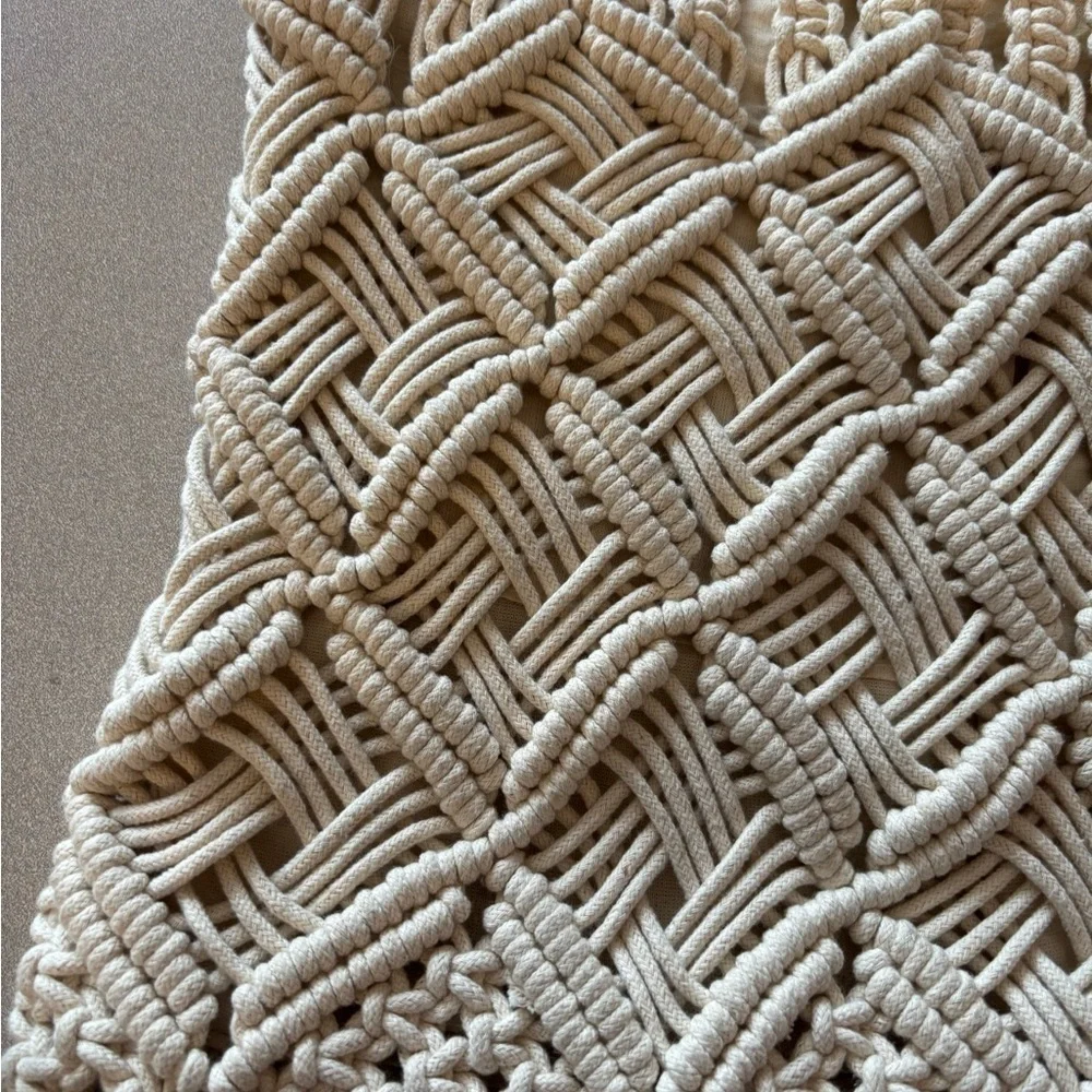 London Kaye Boho Crochet Macrame Neutral Tone Bag